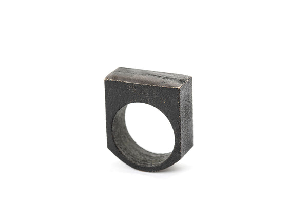 Black Steel Ledge Ring